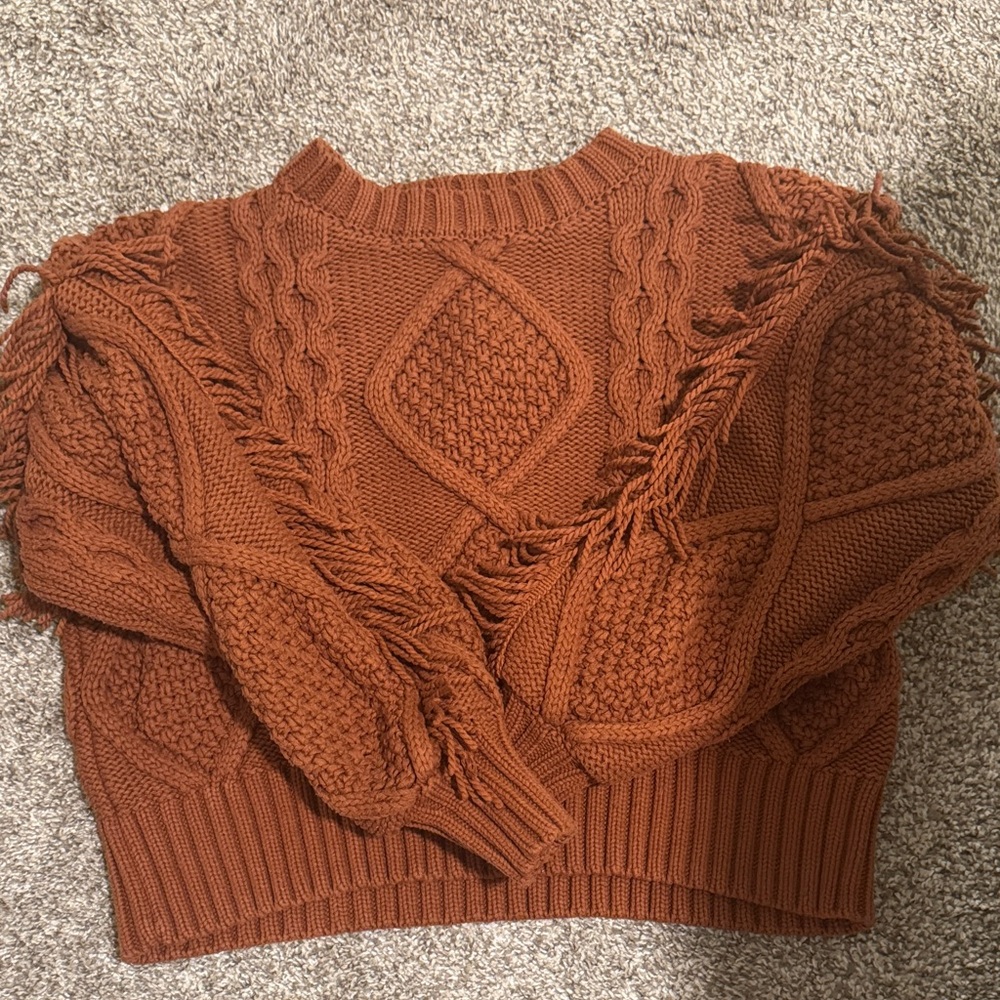 Women's Cable Knit Sweater - Rust